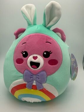 Squishmallows Care Bears Cheer Bear in Bunny Costume 8 in Easter Plush Rainbow